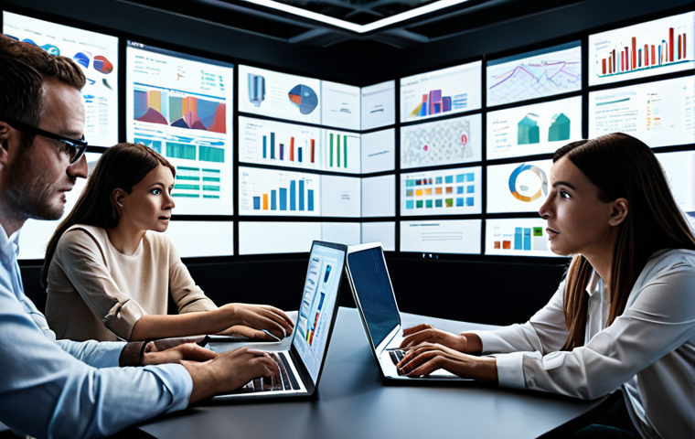 **

Prompt: A diverse group of media planners collaborating around a large interactive screen displaying complex data visualizations powered by AI. The atmosphere is energetic and innovative, reflecting a modern, open-plan office. Focus on the planners' expressions, showing a mix of analytical thinking and emotional intelligence. Include laptops with AI tool interfaces.

**