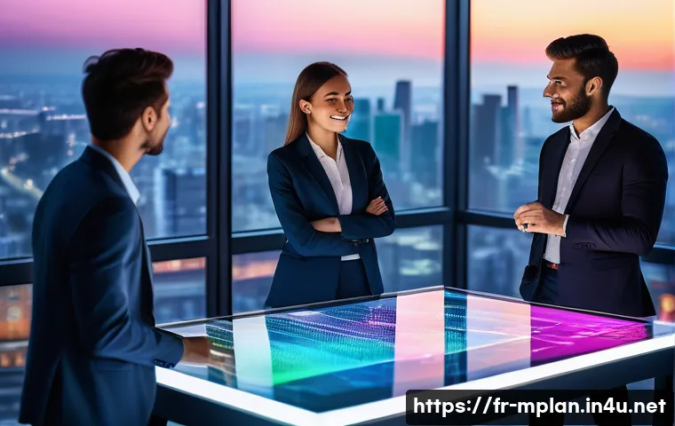 미디어 플래너의 CPA CPM CTR 이해 - **Prompt:** A diverse team of four young, enthusiastic marketing professionals (two men, two women, ...